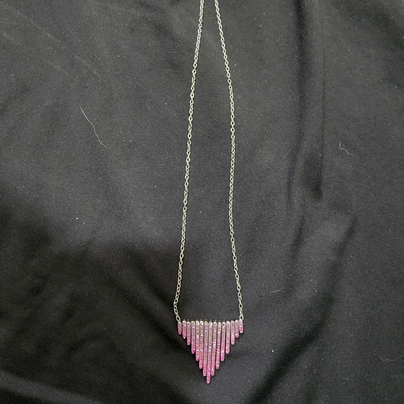 Art deco style SS necklace with purple Swarovski elements. - Picture 1 of 4